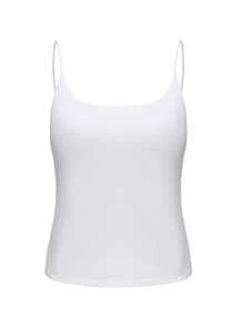 Young Girl Fashion Vest With Spaghetti Straps, Integrated With Bra, Summer Versatile Thin Strap Base Camisole, Minimalist Backless Top For Inner Or Outer Wear. - White - View 2