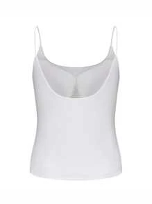 Young Girl Fashion Vest With Spaghetti Straps, Integrated With Bra, Summer Versatile Thin Strap Base Camisole, Minimalist Backless Top For Inner Or Outer Wear. - White - View 3