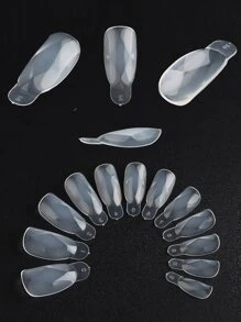 60入組透明凝膠指甲延伸模具套裝，尺寸包含12種帶刻度的全覆蓋凝膠指甲，適用於家庭沙龍貼指甲美甲用品 - 無色 - 查看 3