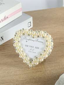 1/2pcs Bright Faux Pearl Decor Photo Frame, 3inch/6inch/7inch/8inch/10inch, Made Of Elegant ABS Plastic, Suitable For Room, Bedroom, Office Picture Display Stands, Home Decor (Randomly Included) - Beige - View 9