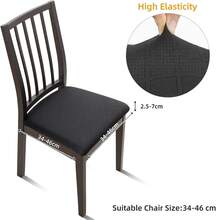 Fuloon Waterproof Dining Chair Covers Set of 4, Stretch Jacquard Chair Seat Covers Washable Dining Room Chair Cover Seat Slipcover Removable Kitchen Chair Covers Protector  Waterproof - màu đen - Xem 6
