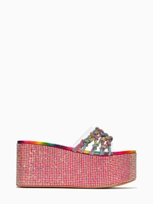 Women's Rhinestone Platform Wedge Sandals With Crystal Chain Straps - Nhiều màu - Xem 5