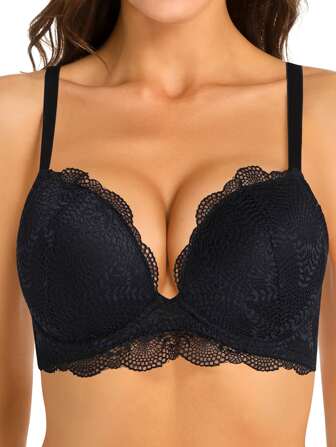 Women's Sexy Lace Push-Up Bra With Thick Padding For Daily Wear For Small Busts, Lingerie
