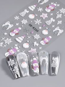 2 Miếng Mùa Đông 5D Miếng dán móng tay Giấy dán , Ảnh ba chiều Vàng bạc Đỏ  Người tuyết Bông tuyết Cây Giáng sinh vui vẻ DIY Trượt Trang trí nghệ thuật móng tay - Nhiều màu - Xem 3