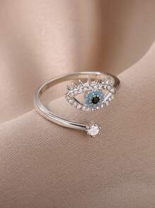 1 Pieza De Anillo Abierto En Forma De Ojo Con Cobre Dorado Clásico Y De Moda Europeo Y Americano, Adecuado Para Usar En La Vida Diaria De Las Mujeres