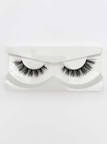 猫眼睫毛，1 对 16 毫米仿貂皮蓬松自然俄罗斯卷曲浓密假睫毛猫眼假睫毛 - 黑色 - 查看 7