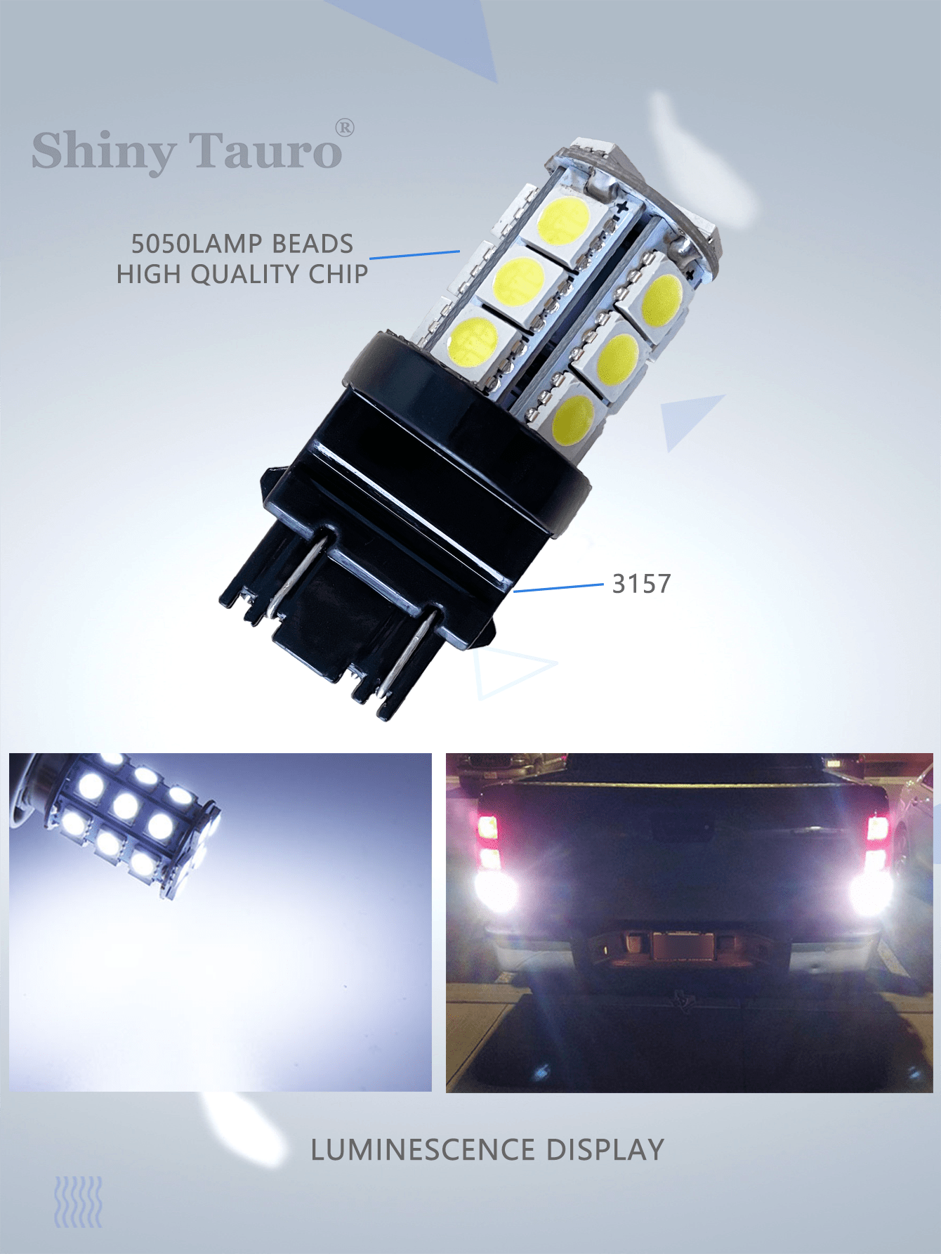1pc 12v Car Led Light 3157-5050-18smd T25 3156 For Tail Light, Reverse ...