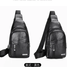 Mochila Bolsa de Peito Tiracolo Pochete Bolsa Transversal Masculina - Preto - Visão 2
