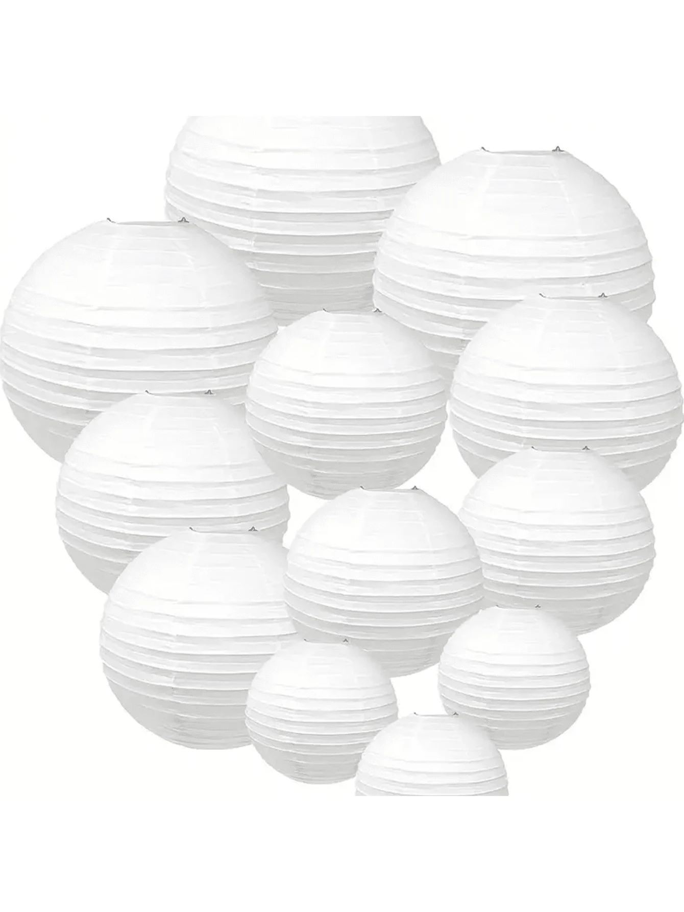 White Round Paper Lantern, Wedding Decorative Lantern With DIY Painted Design, Lamp Shade - White - View 1