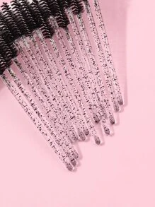 20 件装闪光黑色一次性睫毛刷和眉毛梳和水晶填充手柄螺旋卷曲睫毛刷和睫毛和眉毛修饰工具 - 黑色 - 查看 7