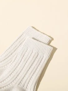 5雙純色厚針織嬰兒中筒襪,適用於秋冬季 - 彩色 - 查看 4