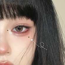 Waterproof Temporary Face Tattoo Sticker With Star & Dot Pattern, Mole Design, Creative Couple Fake Tattoo, Suitable For Women And Men - White - View 4
