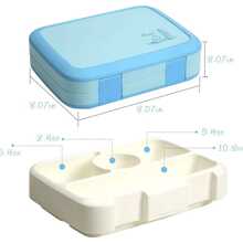 1入組4個隔層便當盒，防漏便當盒，適用於新鮮的隨身用餐、上學午餐、在學校輕食，水果野餐等 - 灰色 - 查看 5
