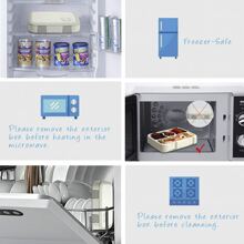 1入組4個隔層便當盒，防漏便當盒，適用於新鮮的隨身用餐、上學午餐、在學校輕食，水果野餐等 - 灰色 - 查看 6