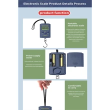 1 件多功能迷你 40 公斤/10 克電子懸掛釣魚行李箱便攜式數位便攜式袖珍重量鉤秤 - 藍色 - 查看 6