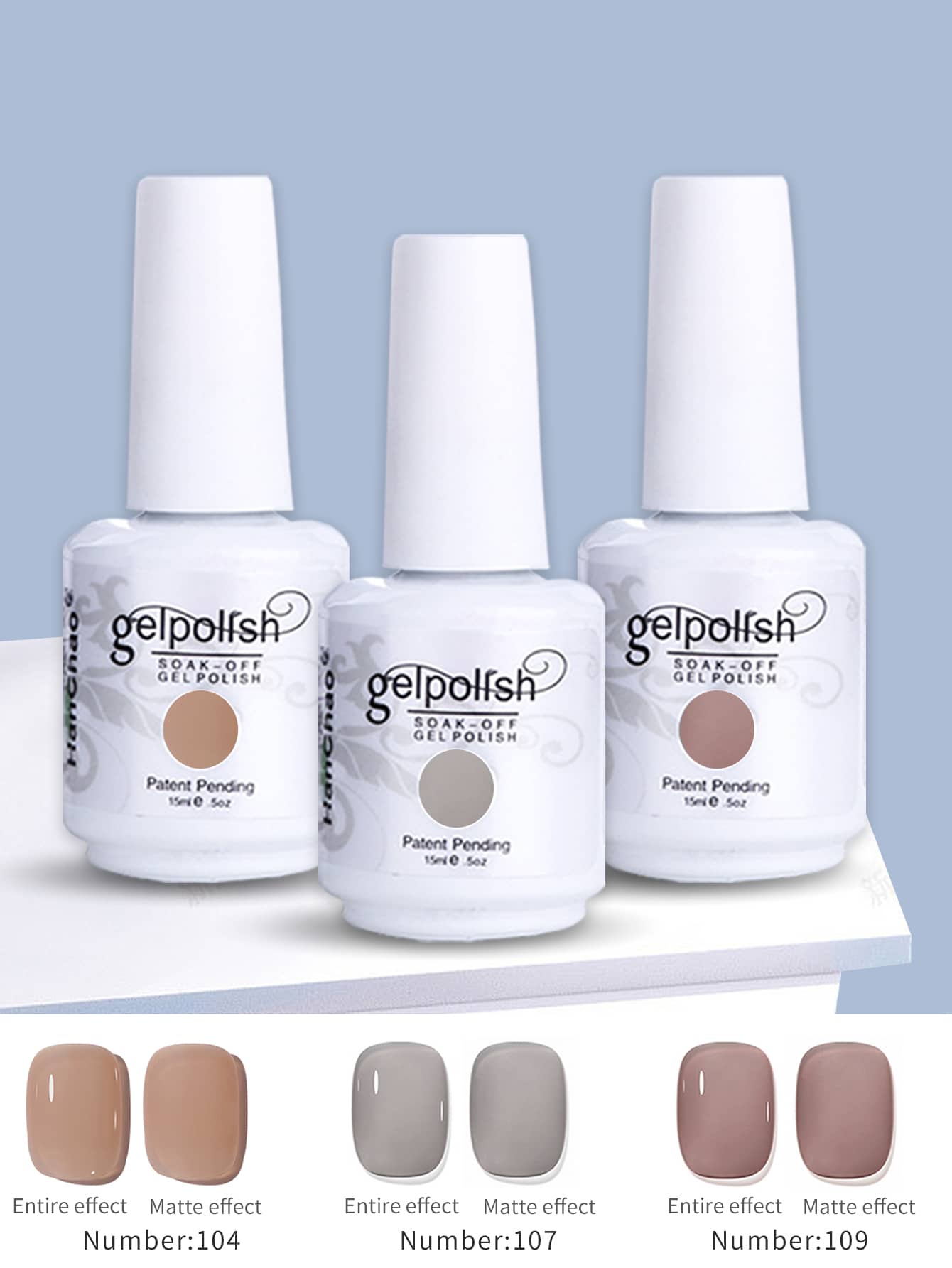 3瓶15毫升果冻玻璃凝胶指甲油，半透明，秋冬季流行凝胶美甲，可卸除，LED/UV凝胶指甲油，适合居家美甲沙龙DIY，女士礼物 - 彩色 - 查看 1