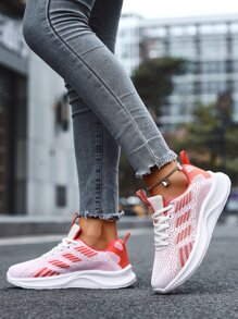 女士輕便透氣跑步鞋,低幫珊瑚橘色運動鞋帶舒服鞋帶適合夏天 - 珊瑚橙 - 查看 4