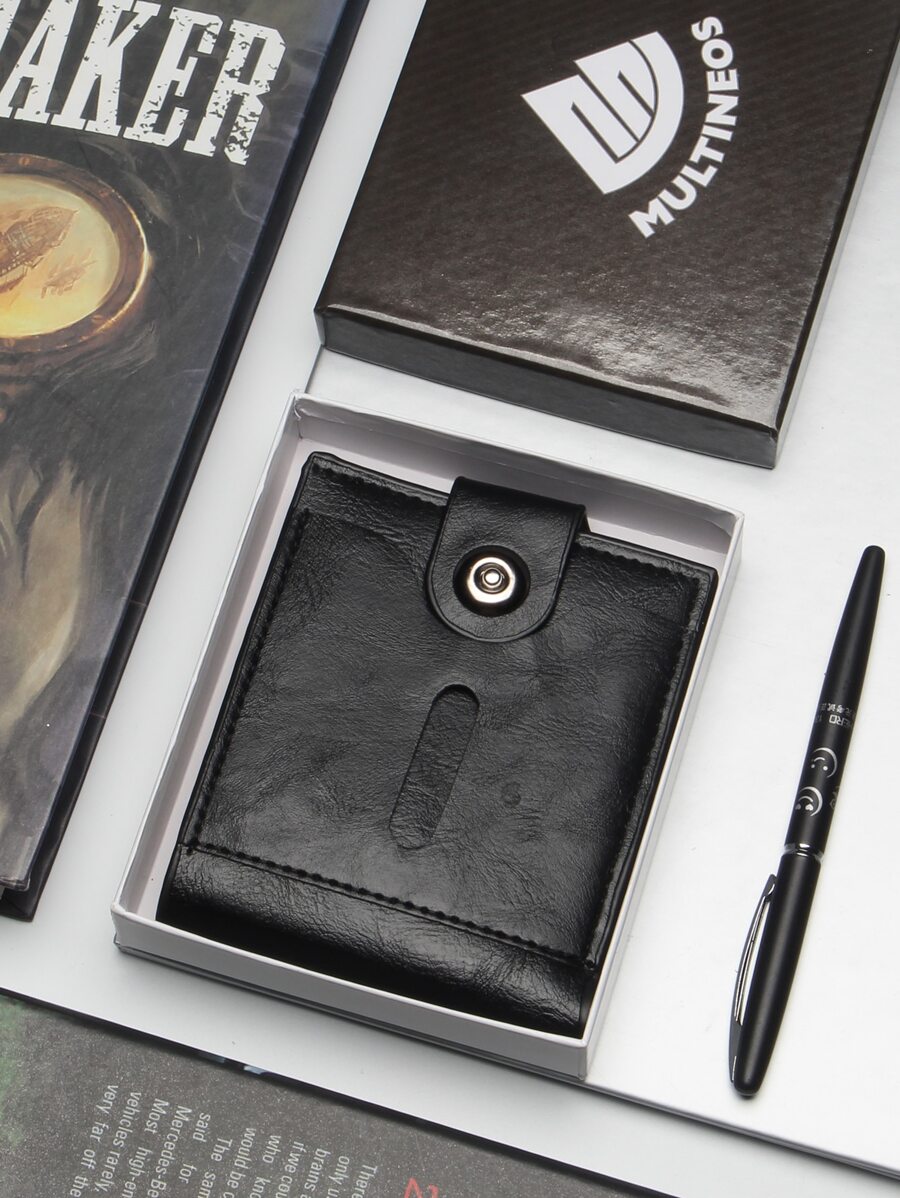 Carteira curta masculina/carteira masculina/carteira masculina couro - Preto - Visão 1