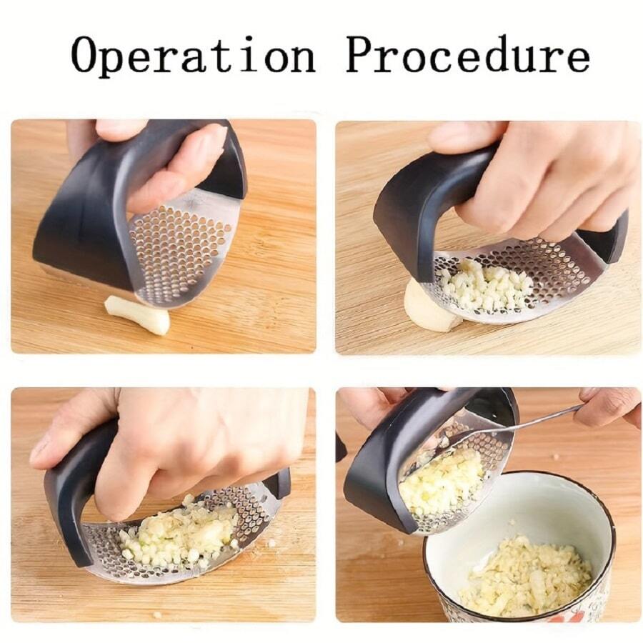 1pc Stainless Steel Manual Garlic Press, Multifunction Masher And Crusher For Kitchen, Garlic