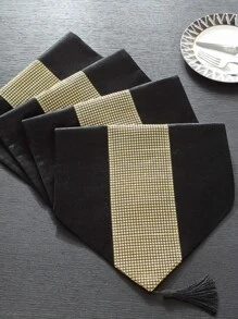 1pc Luxurious Gold Rhinestone Decorative Table Runner - Black - View 6
