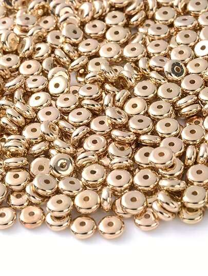 100-200Pcs/Pack 4mm 6mm CCB Charm Spacer Golden Beads Wheel Bead Flat Round Loose Beads for DIY Jewelry Making Supplies Accessories