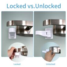 1set/4pcs Baby Door Handle Locks For Inward & Outward Swinging Door, Sliding Window Locks - White - View 3