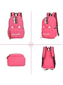 Mochila Escolar Con Bolso Minimalista Mochila Lindo Cat Mochila Gatito Miau Miau - verde menta - Ver 3