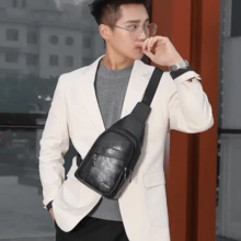 Mochila Bolsa de Peito Tiracolo Pochete Bolsa Transversal Masculina - Preto - Visão 1