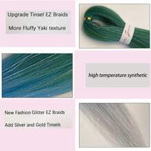 Pre streched Braiding Hair within Sparkling Tinsel Hair Extensions Soft Yaki Texture Easily Crochet Twist Braids Hair Synthetic Box Braiding Hair for Women