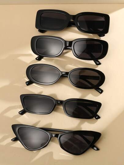 5pcs/Set Cat Eye, Oval, Square Fashion Glasses , Suitable For Vacation, Sports, Travel, Driving, Beach, Festival, Street, Fishing, Outdoor Activities, Party