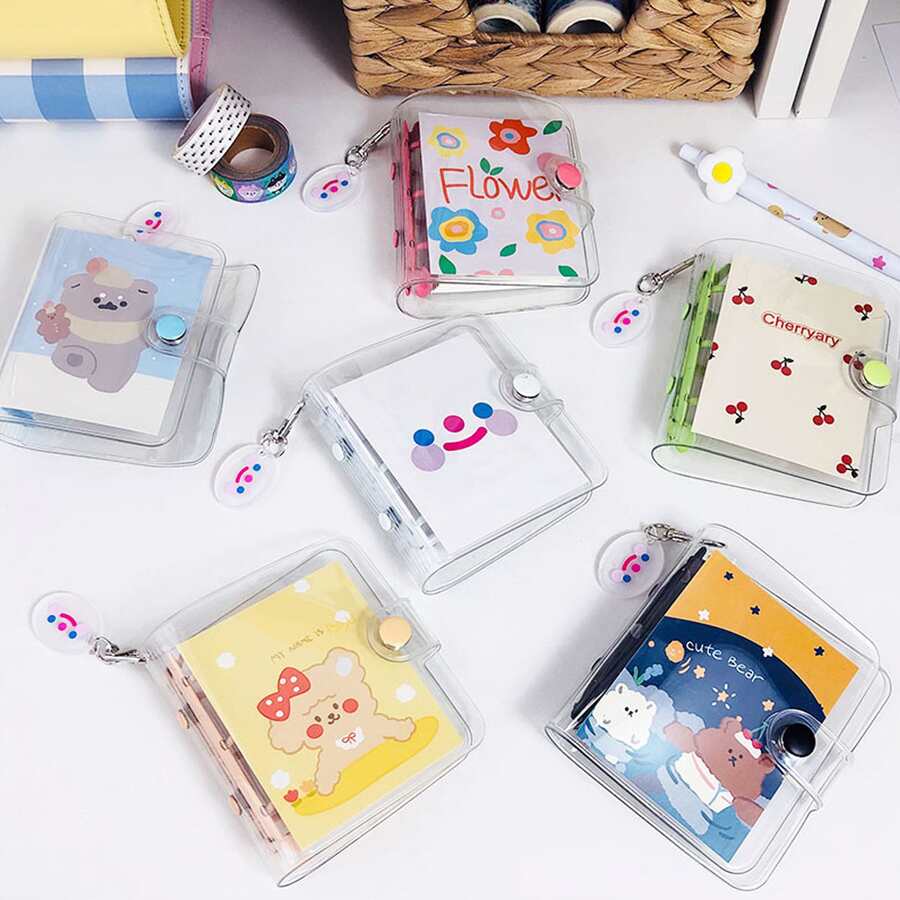 3-vòng Sổ còng Binder Với Mini PVC Trong sáng Che phủ , Thuận tiện Cuộn dây , Và Bên trong - Màu xanh lam - Xem 1
