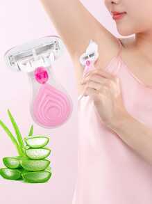 女士便携式 5 层身体剃须刀 - 包括储物盒和护肤皂刀片（3 个刀头和一个手柄）、理发产品和理发沙龙美容旅行必需品配件 - 粉色 - 查看 5