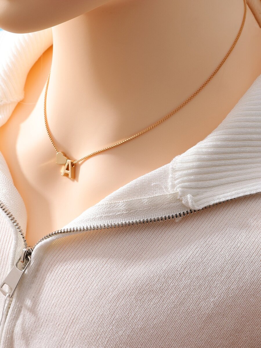 1 件時尚心形字母吊墜項鍊,可愛的儀式禮物