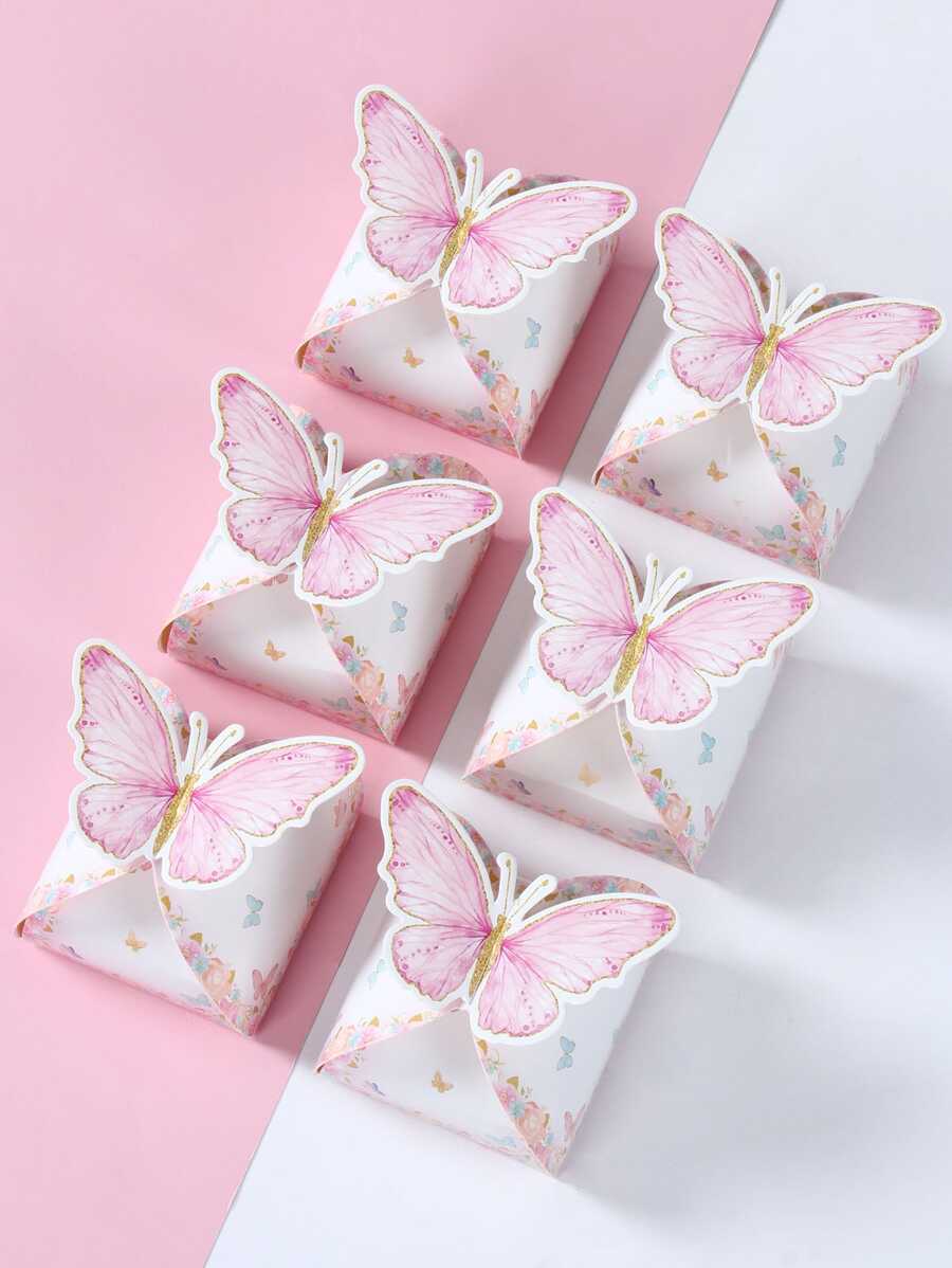 12pcs Pink Butterfly Style Gift Box, Boy Girl Gender Reveal Birthday