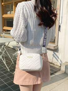 Letter Print Shoulder Strap Crossbody Bag For Women - White - View 1
