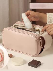 Women's Cosmetic Bag With Large Capacity Portable Handheld Travel Toiletry Organizer Makeup Brushes Storage Makeup Bag Makeup Bags Makeup Organizer Make Up Organizer Makeup Storage Make Up Bag - Pink - View 5