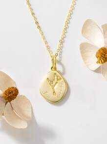 1入組 925純銀 12個月份幸運誕生花吊墜項鏈，附有45公分長的鍊子，花型標籤個人訂製項鍊，14K鍍金精美珠寶，適合於女士，妻子，女兒，母親感恩節禮物 - 3月 - 查看 11