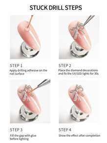 10 件精致蝴蝶首饰合金金属质感镂空蝴蝶美甲装饰 DIY 指甲饰物指甲宝石美甲用品 - 銀色 - 查看 6