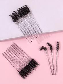 20 件装闪光黑色一次性睫毛刷和眉毛梳和水晶填充手柄螺旋卷曲睫毛刷和睫毛和眉毛修饰工具 - 黑色 - 查看 2