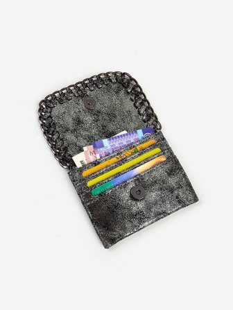 Fashionable And Personalized Y2k Short And Simple Coin Rock Style Iron Chain And Woven Clutch Wallet Lightweight Portable Card ID Card White-Collar Workers For Female For Holiday For Anniversary For Birthday Gift Gift Accessories Gift Present Gifts For Teachers Goth Wallet Card Holder Card Holder Wallet Business Card Holder Credit Card Holder Card Holder Women For Women Wallet Mini Wallet Purse Wallet Card Wallet