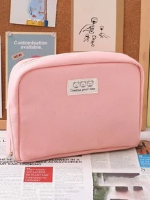 Estuche Para Lápices De Estudiante De Gran Capacidad, Bolsa De Almacenamiento Con Clasificación Multifuncional, Bolsa De Almacenamiento De Estacionaria De Cuadrícula - Rosa - Ver 7