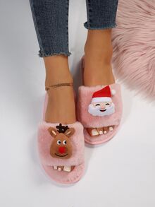Comfortable Ladies' Christmas Home Slippers - Pink - View 3