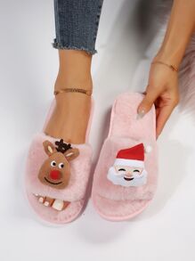 Comfortable Ladies' Christmas Home Slippers - Pink - View 1