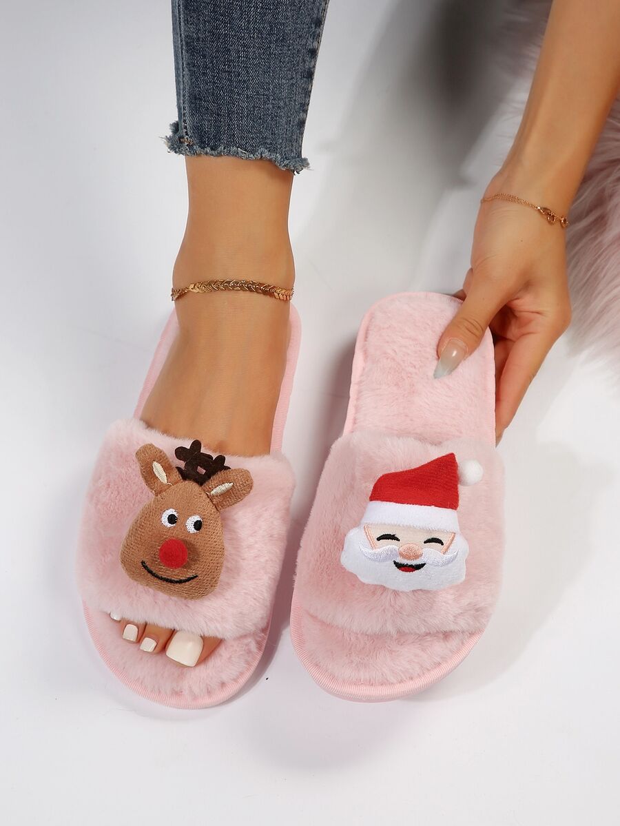 Comfortable Ladies' Christmas Home Slippers - Pink - View 1