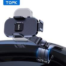 TOPK Phone Mount for Car Dashboard , 360 Degree Adjustable Cell Car Phone holder with Anti-slip Silicone Clip [Multi-Angles&Stable] for All Smartphone - Black - View 3