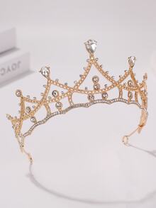 1 Pieza Diadema Dulce Decorada Con Brillantes Y Corona De Princesa De Moda Para Fiesta De Cumpleaños - Dorado - Ver 3