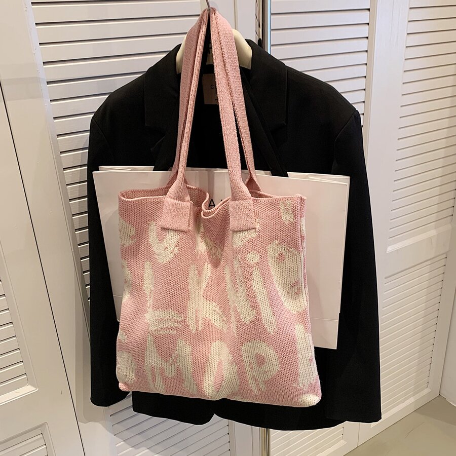 Túi đeo vai họa tiết da báo và đầu gấu Halloween màu tương phản thời trang - Hồng - Xem 1