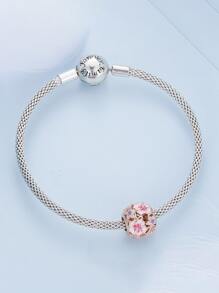 1 件優雅 925 純銀粉色櫻花吊飾珠女士適合手鍊手鐲 Diy 珠寶製作女朋友禮物精美女士珠寶 - 玫瑰金 - 查看 3