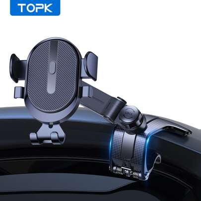 TOPK TOPK Phone Holder for Car Dashboard, Adjustable Cell Phone Mount with Anti-slip Silicone Clip for All Smartphone D39-J