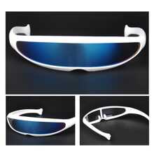 1pc Futuristic Laser Eyewear Outdoor Sports Fashion Glasses With White Frame And Silver Lens Street Beach Accessories Glasses Shades